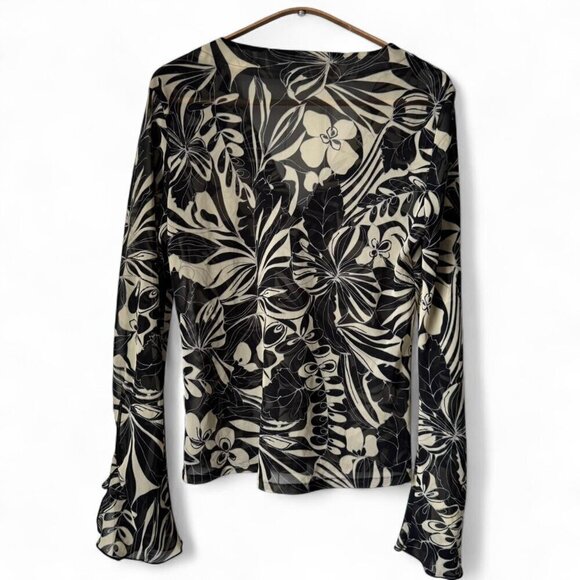 Y2K Whimsigoth sheer floral top - Picture 2 of 6